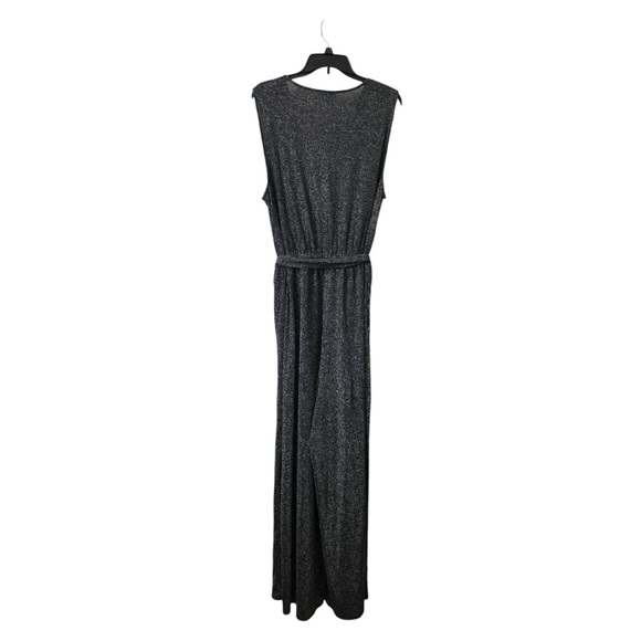 Lane Bryant Women’s Metallic Striped Black Evening Jumpsuit Wide Legged - 18/20 - Picture 4 of 9